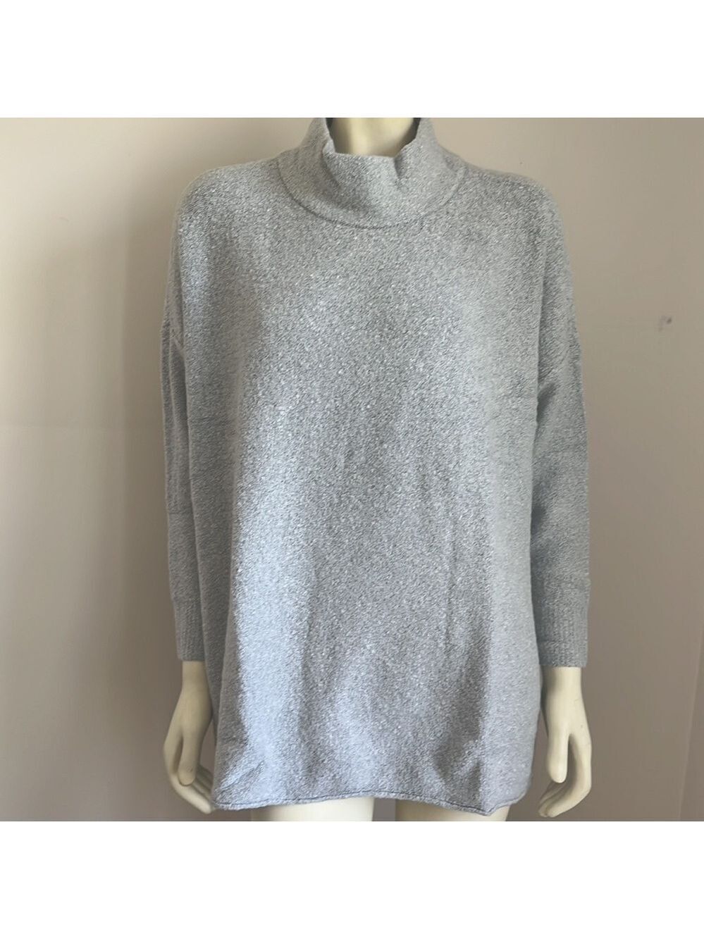 Nwt J. Jill Pure Jill Women’s Gray Mock Neck Side Tie Boucle Sweater Zinc MP/LP